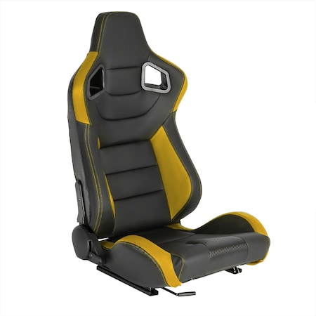 Spec-D Tuning Racing Seat - Black With Yellow Pvc - Right Side, PK2 RS-2859R